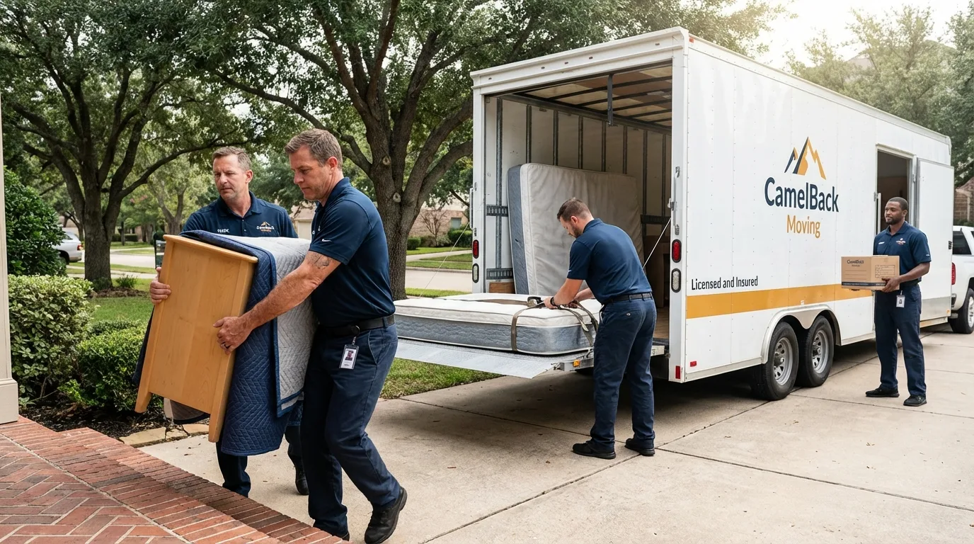Crew loading residential truck for cross-state move from Essex Fells, NJ