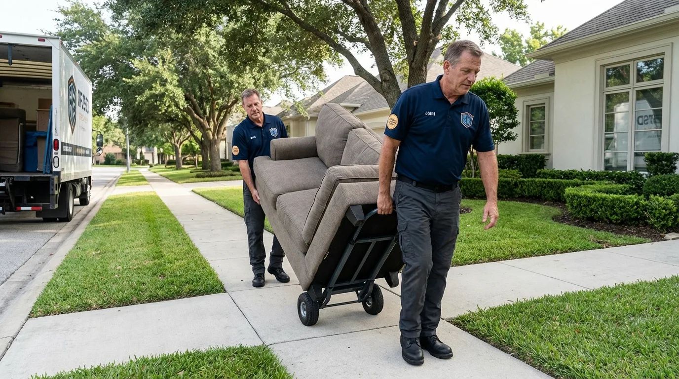 Local residential moving crew loading furniture in Essex Fells, NJ
