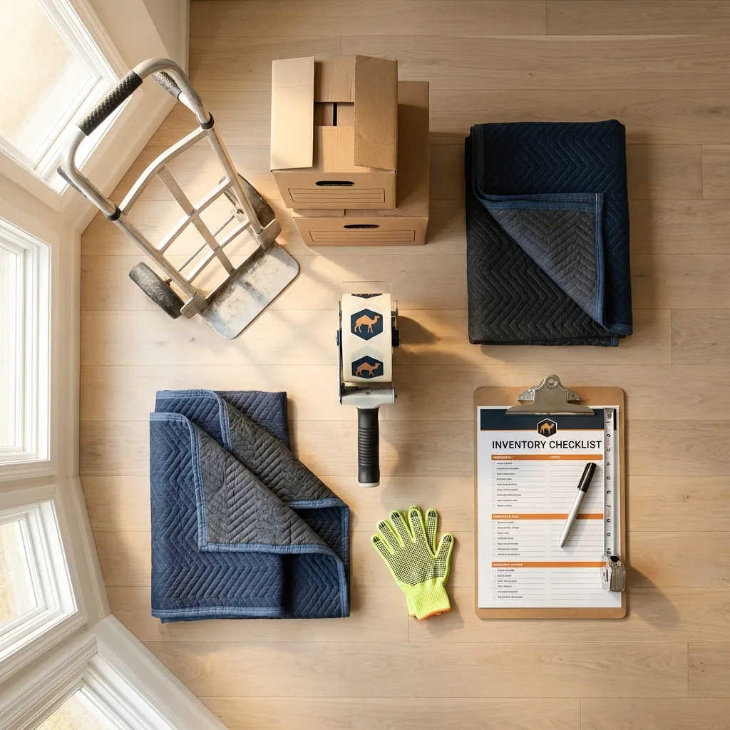 Professional moving supplies and packing materials layout for Essex Fells residential relocations